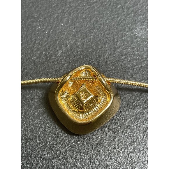 Gold Snake Chain Necklace With Square Purple Gemstone Pendant - Picture 6 of 6